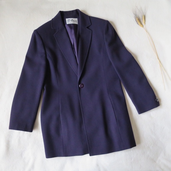 100% Wool Dark Purple Blazer - Picture 1 of 6